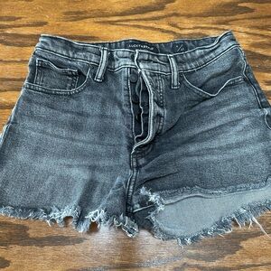 Lucky Brand Black Washed Denim Frayed High Waist Shorts